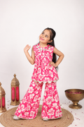 House Of Gota Girls Pink Floral Printed Co-Ord Set
