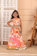 House Of Gota Girls Multicolour Abstract Printed Lehenga Set