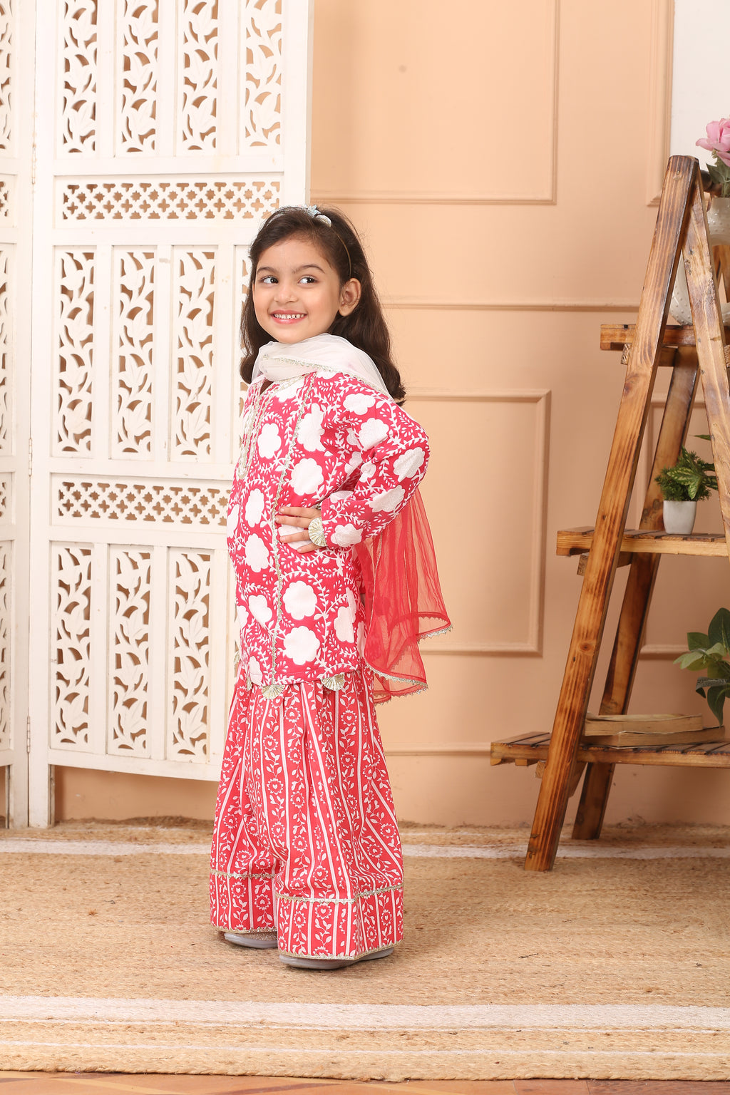 House Of Gota Girls Printed Farsi Salwar Suit Set with Dupatta