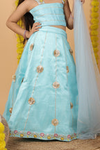 House Of Gota Girls Blue Lehenga Choli Set with Dupatta