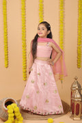 House Of Gota Girls Pink Lehenga Choli Set with Dupatta