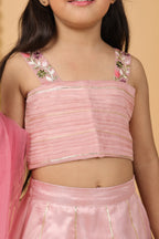 House Of Gota Girls Pink Lehenga Choli Set with Dupatta