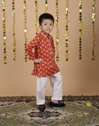 House Of Gota Boys Floral Print Traditional Kurta Pajama Set