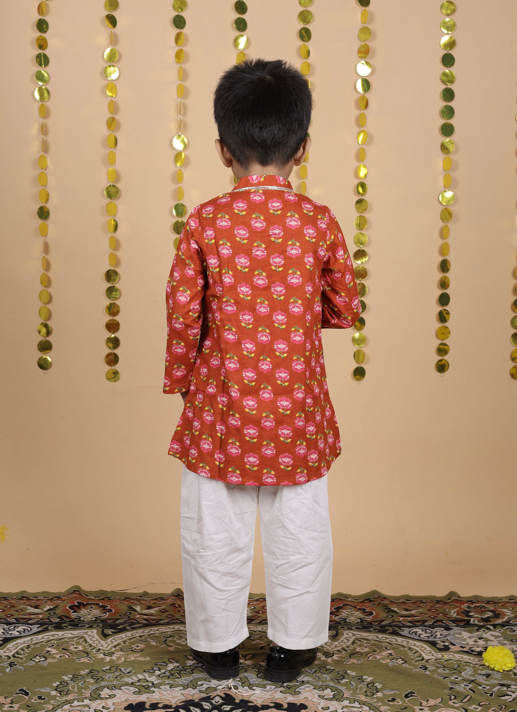 House Of Gota Boys Floral Print Traditional Kurta Pajama Set