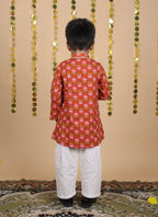 House Of Gota Boys Floral Print Traditional Kurta Pajama Set