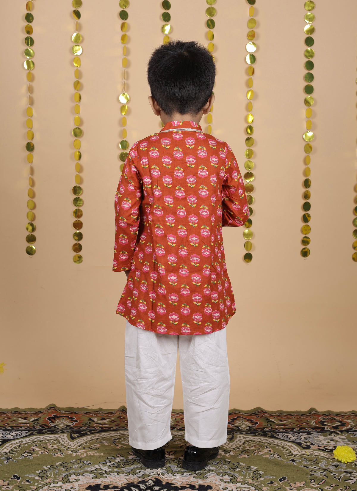 House Of Gota Boys Floral Print Traditional Kurta Pajama Set