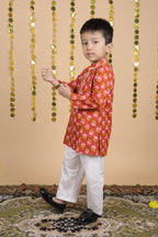 House Of Gota Boys Floral Print Traditional Kurta Pajama Set