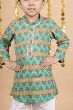 House Of Gota Boys Floral Print Traditional Kurta Pajama Set