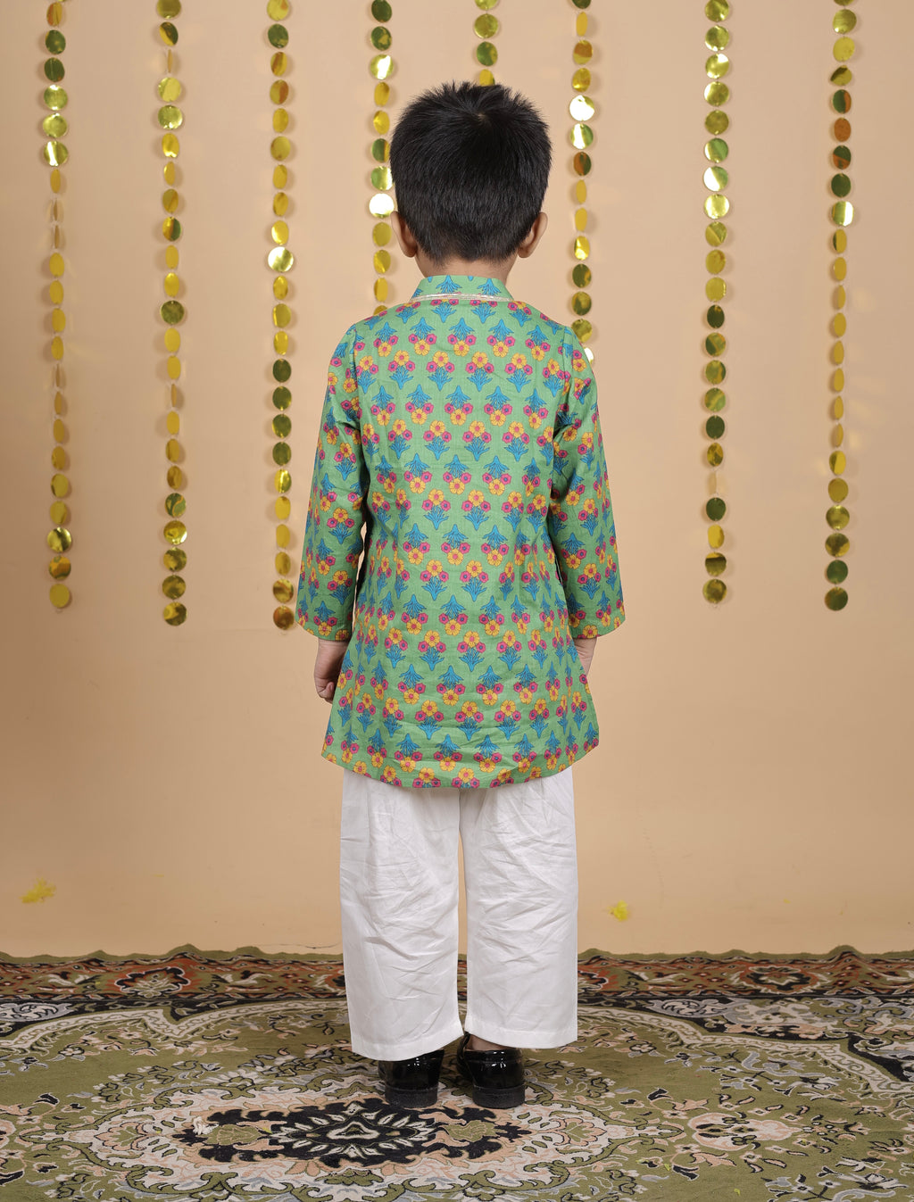 House Of Gota Boys Floral Print Traditional Kurta Pajama Set