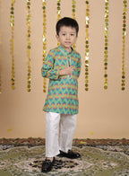 House Of Gota Boys Floral Print Traditional Kurta Pajama Set