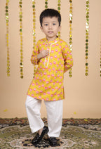 House Of Gota Boys Floral Print Traditional Kurta Pajama Set
