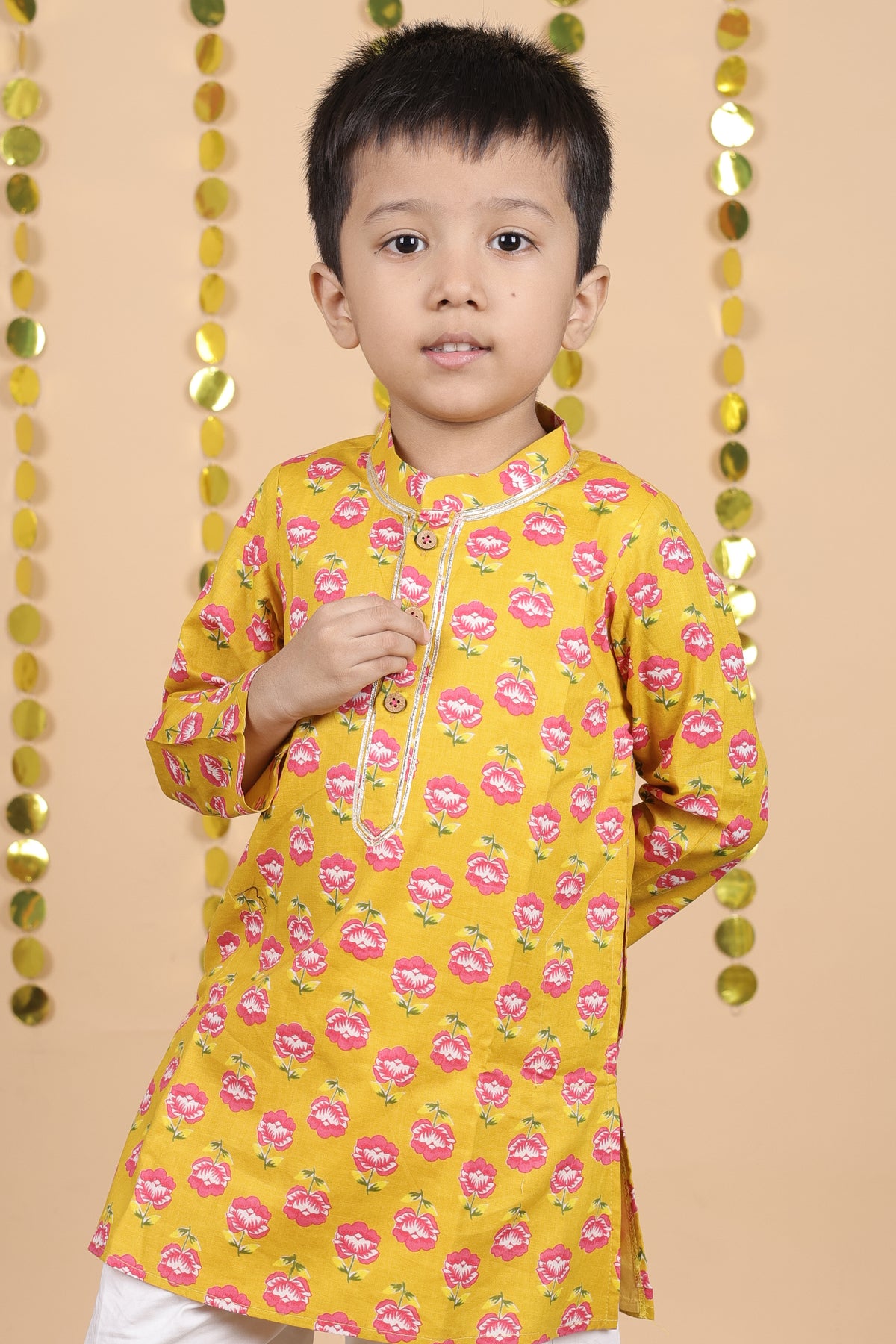 House Of Gota Boys Floral Print Traditional Kurta Pajama Set