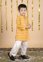 House Of Gota Boys Floral Print Traditional Kurta Pajama Set