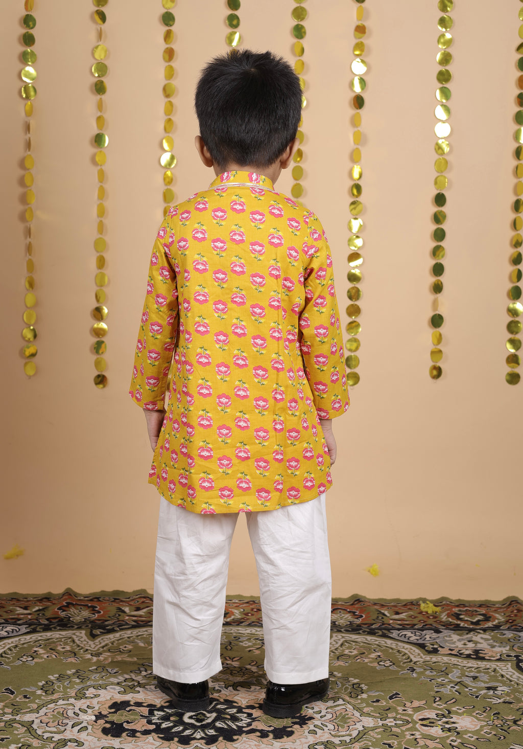House Of Gota Boys Floral Print Traditional Kurta Pajama Set