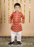 House Of Gota Boys Floral Print Traditional Kurta Pajama Set