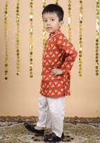 House Of Gota Boys Floral Print Traditional Kurta Pajama Set