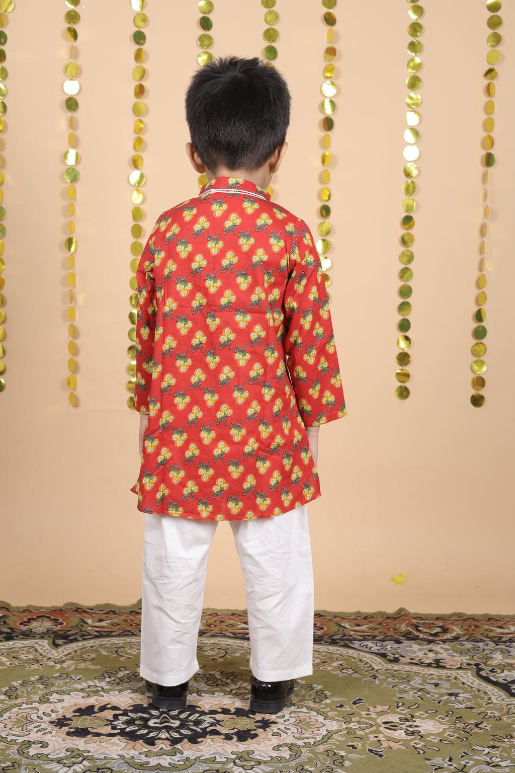 House Of Gota Boys Floral Print Traditional Kurta Pajama Set