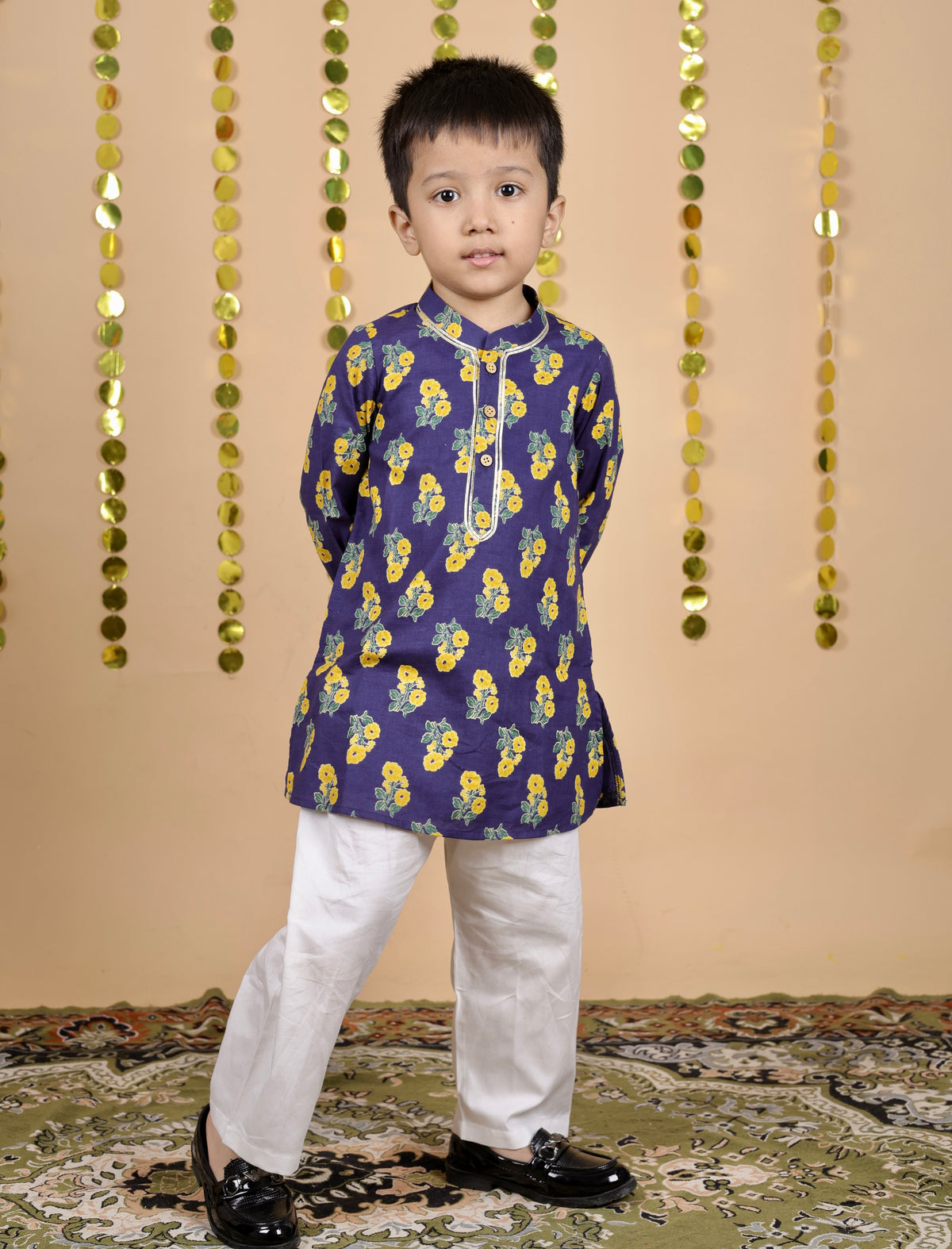 House Of Gota Boys Floral Print Traditional Kurta Pajama Set