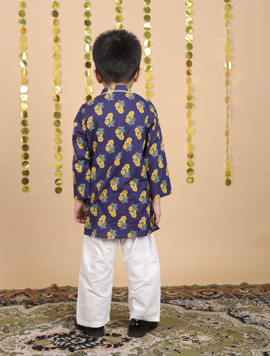 House Of Gota Boys Floral Print Traditional Kurta Pajama Set