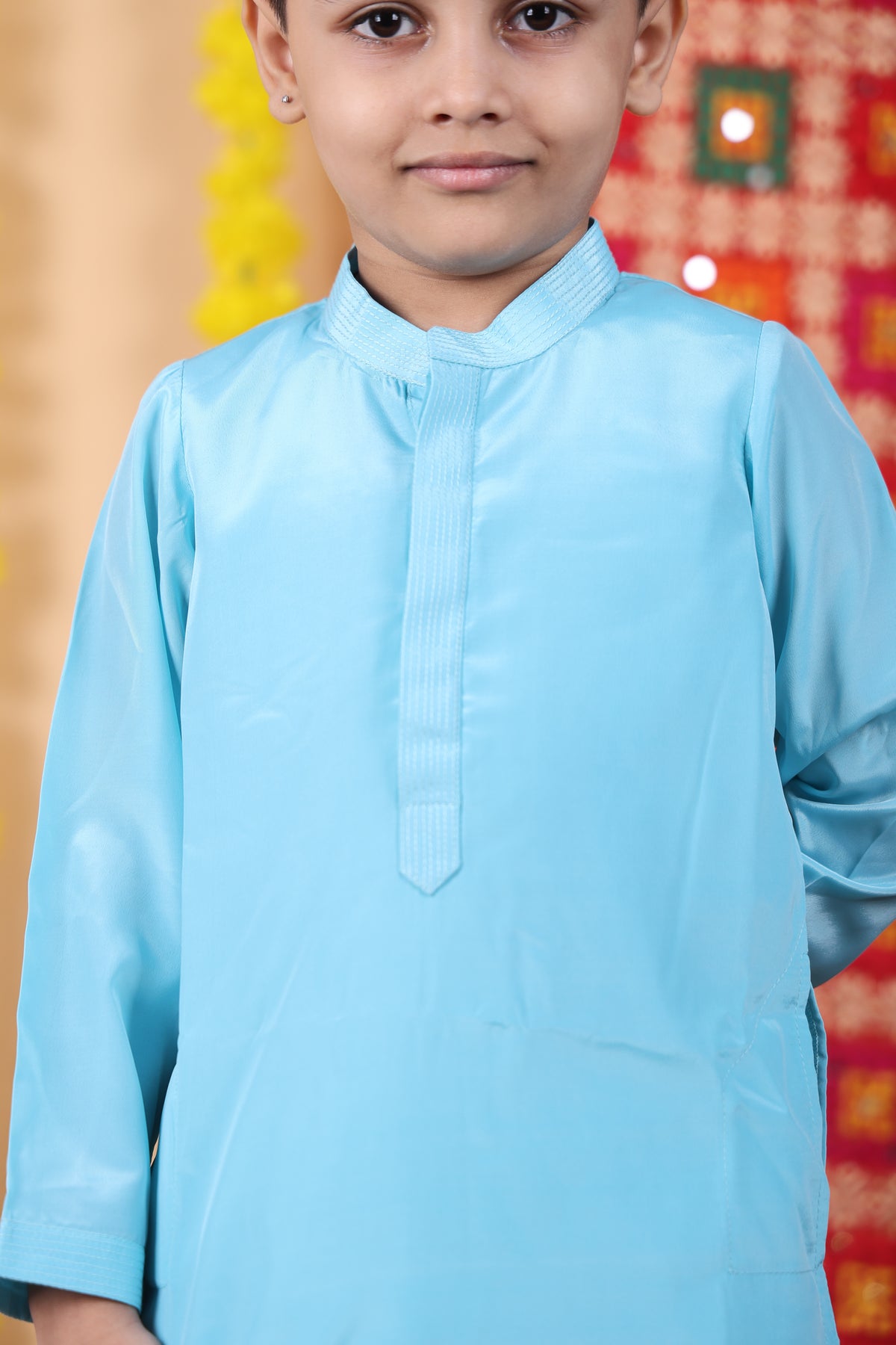 House Of Gota Boys Blue Kurta and White Pajama Set