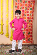 House Of Gota Boys Pink Kurta and White Pajama Set