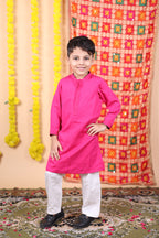 House Of Gota Boys Pink Kurta and White Pajama Set