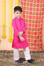 House Of Gota Boys Pink Kurta and White Pajama Set