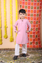 House Of Gota Boys Onion Pink Kurta and White Pajama Set