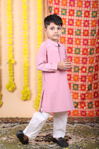 House Of Gota Boys Onion Pink Kurta and White Pajama Set