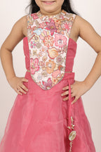 House Of Gota Girls Pink Floral Lehenga Choli Set