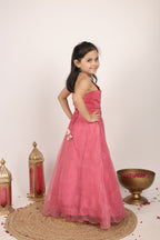 House Of Gota Girls Pink Floral Lehenga Choli Set