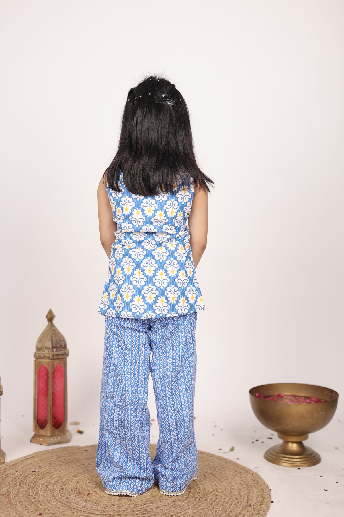 House Of Gota Girls Blue Printed Salwar Suit Set with Dupatta