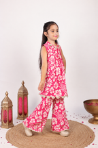 House Of Gota Girls Pink Floral Printed Co-Ord Set