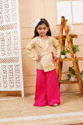 House Of Gota Girls Multicolour Brocade Jacket with Pink Palazzo Set