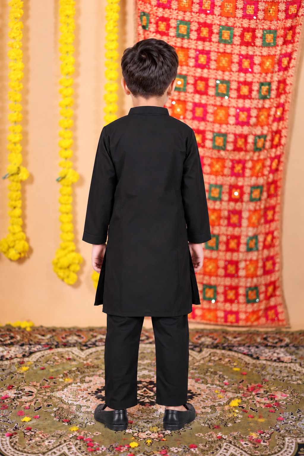House Of Gota Boys Black Kurta Pajama Set