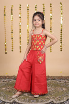 House Of Gota Girls Cotton Printed Co-Ord Set with Sleeveless Top and Wide-Leg Palazzo
