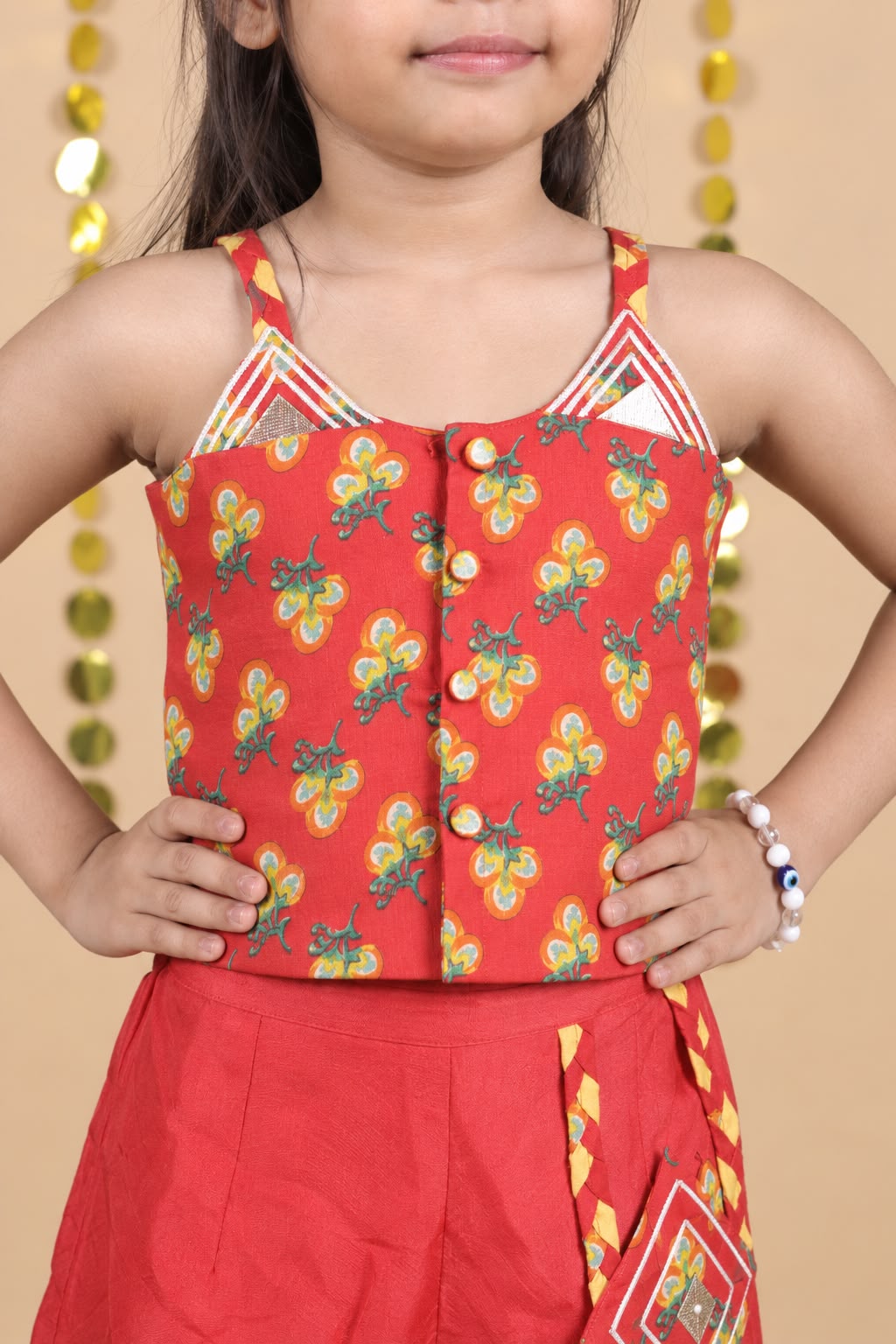 House Of Gota Girls Cotton Printed Co-Ord Set with Sleeveless Top and Wide-Leg Palazzo