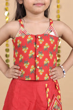 House Of Gota Girls Cotton Printed Co-Ord Set with Sleeveless Top and Wide-Leg Palazzo